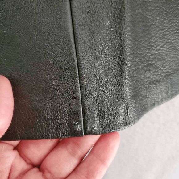 NWT Vintage OUTERBOUND by HMS. Black Leather Pencil Skirt With Split 13/14 - Picture 3 of 11